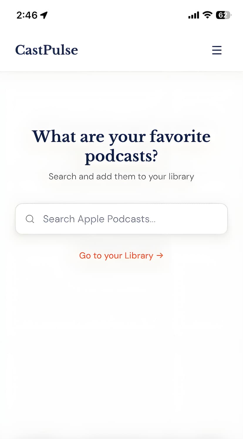 CastPulse — home screen
